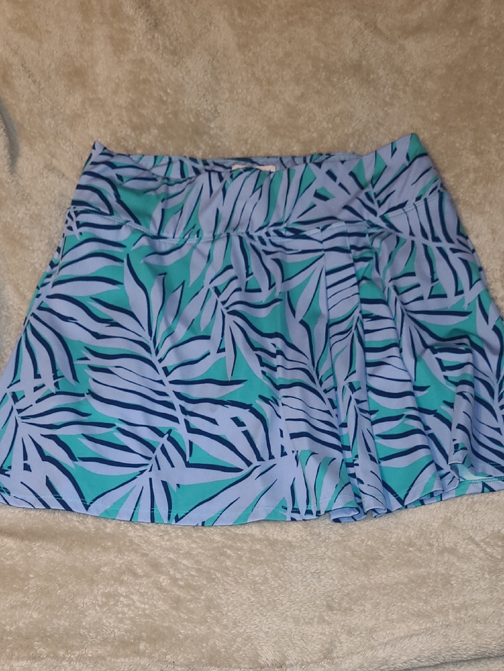 Tommy Bahama Active Tropical Leaf Print Skirt in Aqua & Navy